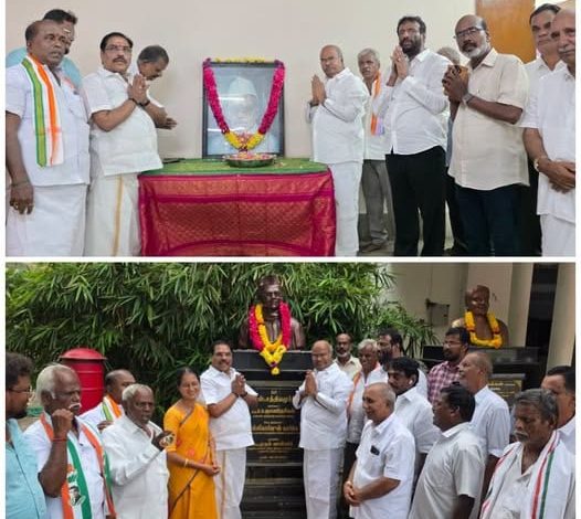 தீரர் சத்தியமூர்த்தி 140-வது பிறந்த நாள்: கே.வீ. தங்கபாலு மரியாதை