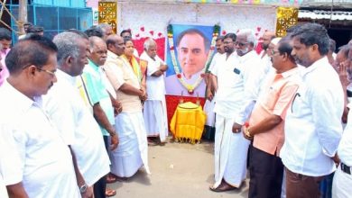 ஏம்பலம் தொகுதியில் ராஜீவ் காந்தி பிறந்தநாள் விழா: முன்னாள் அமைச்சர் கந்தசாமி மரியாதை
