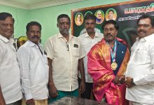 அகில இந்திய மாஸ்டர் வலுதூக்கும் போட்டியில் பதக்கங்கள் வென்ற ஜெயமூர்த்திக்கு எம்.எல்.ஏ. ஏ. பாஸ்கர் பாராட்டு