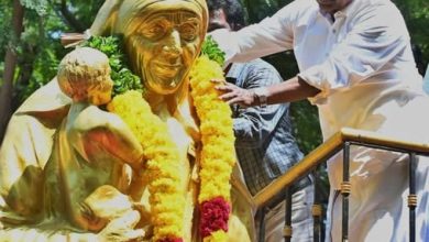 பாரத ரத்னா அன்னை தெரசா பிறந்த நாளை யொட்டி பாரதி பூங்காவில் அமைந்துள்ள அவரது திருவுருவ சிலை